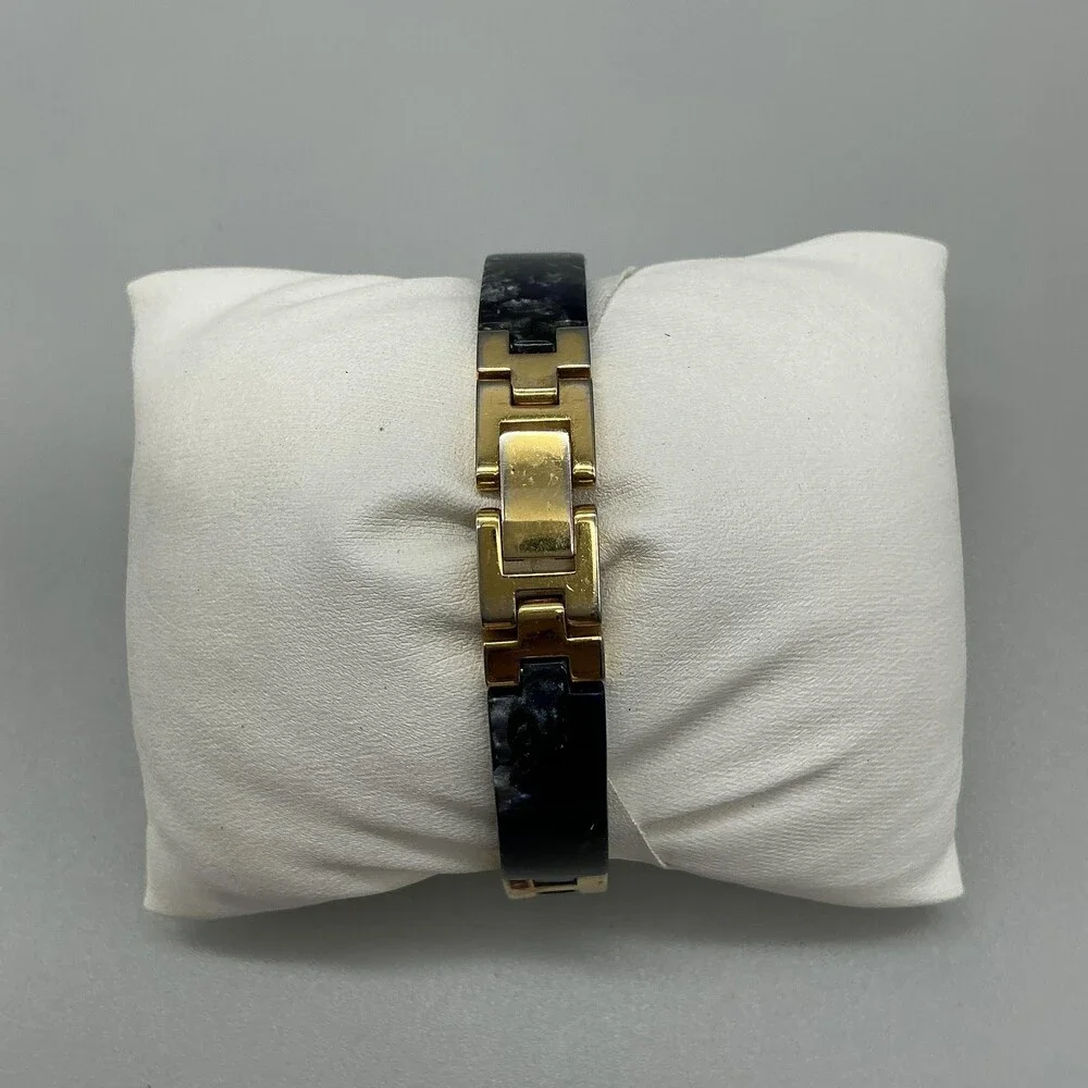Lucida Womens Watch 21mm MOP Dial Gold Tone Blue Bracelet New Battery 6.5